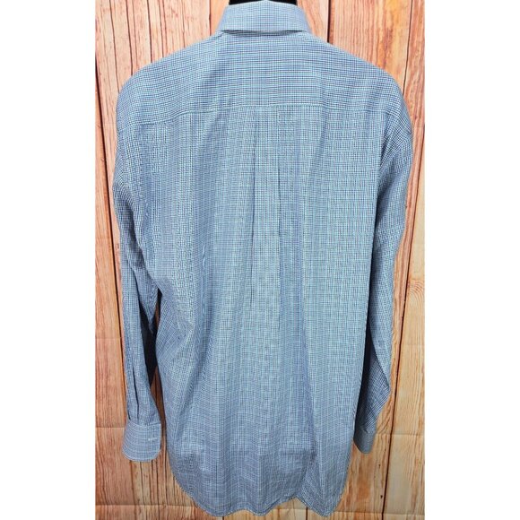 Peter Millar Mens Blue/Green Gingham Dress Shirt Large - Picture 2 of 7